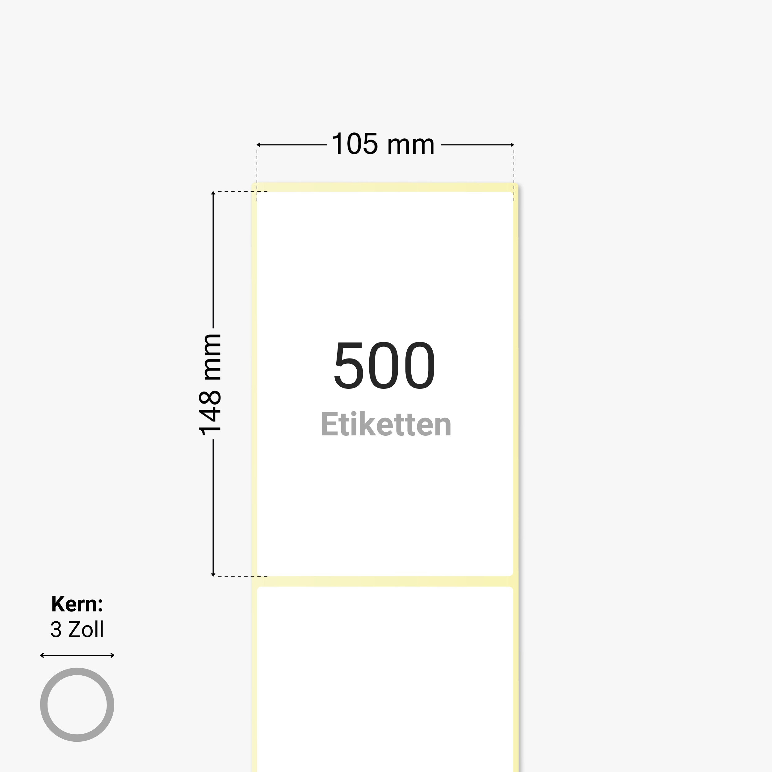 UPS Versandetiketten, Thermopapier, 105 x 148 mm, 3 Zoll Kern, permanent haftend, weiß, 500 Etiketten pro Rolle