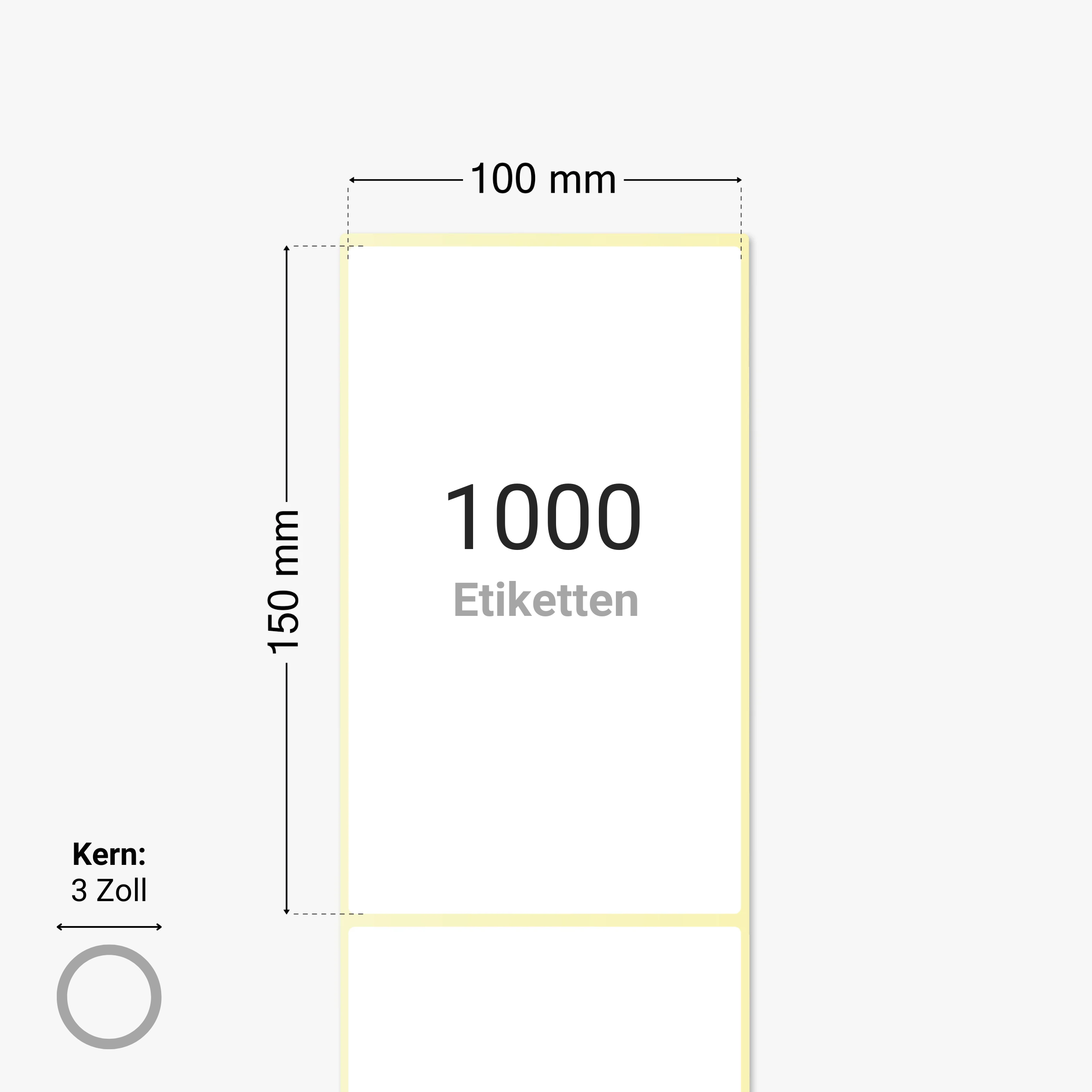 DHL Versandetiketten, Thermopapier, 100 x 150 mm, 3 Zoll Kern, permanent haftend, weiß,  1.000 Etiketten pro Rolle