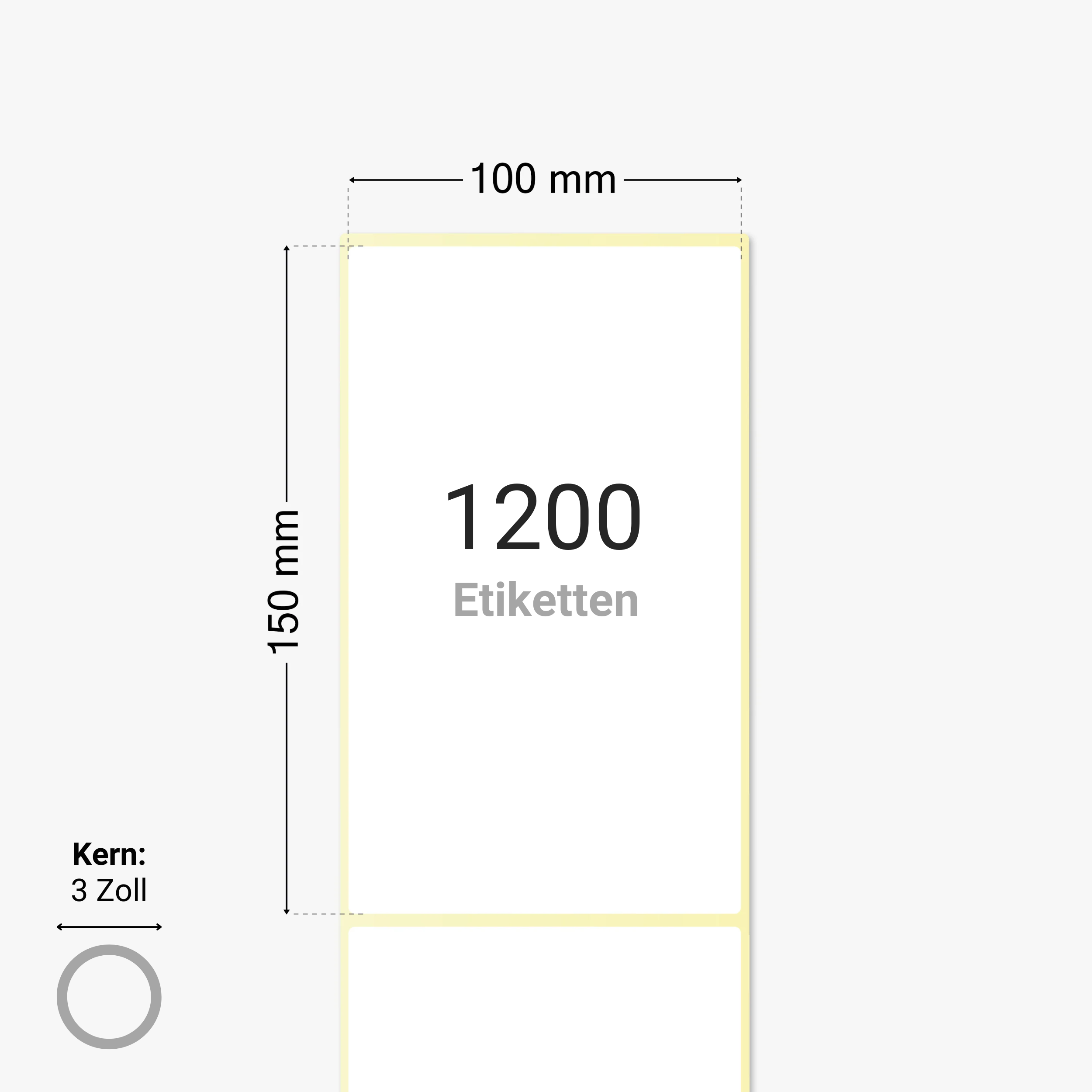 Thermo-Eco-Etiketten, Thermopapier, 100 x 150 mm, 3 Zoll Kern, permanent haftend, weiß, 1.200 Etiketten pro Rolle