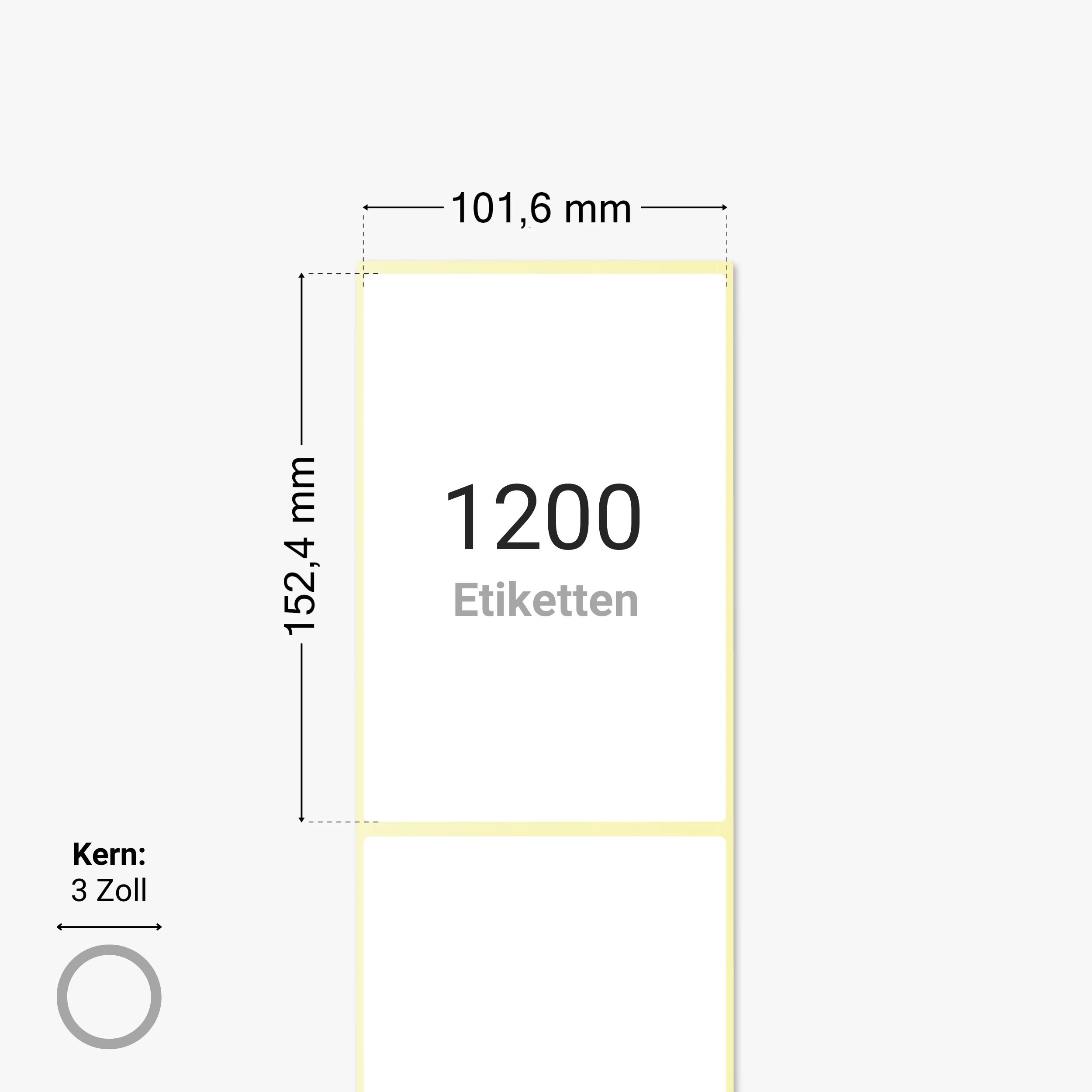 Thermo-Eco-Etiketten, Thermopapier, 101,6 x 152,4 mm, 3 Zoll Kern, permanent haftend, weiß, 1.200 Etiketten pro Rolle