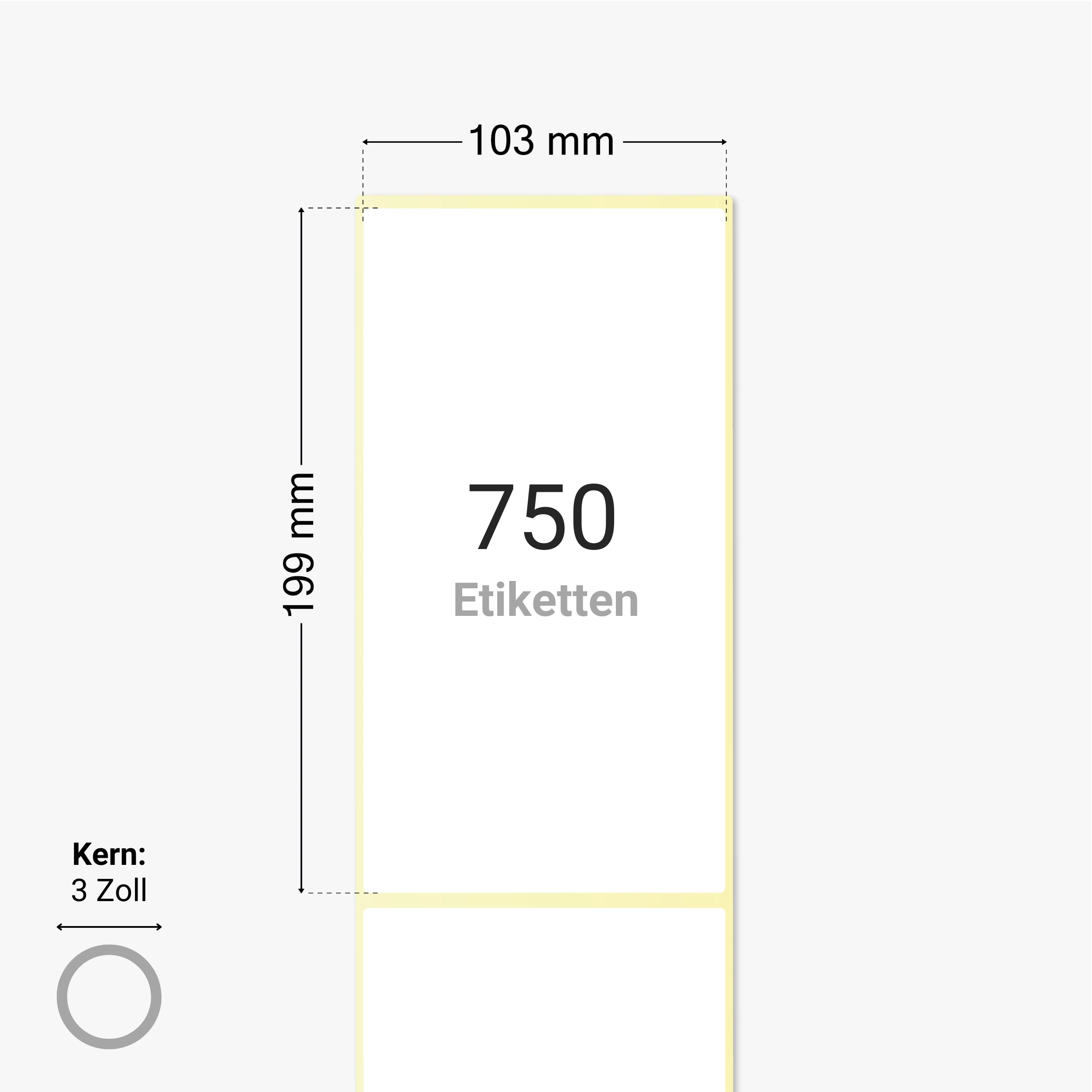 DHL Versandetiketten, Thermopapier, 103 x 199 mm, 3 Zoll Kern, permanent haftend, weiß, 750 Etiketten pro Rolle