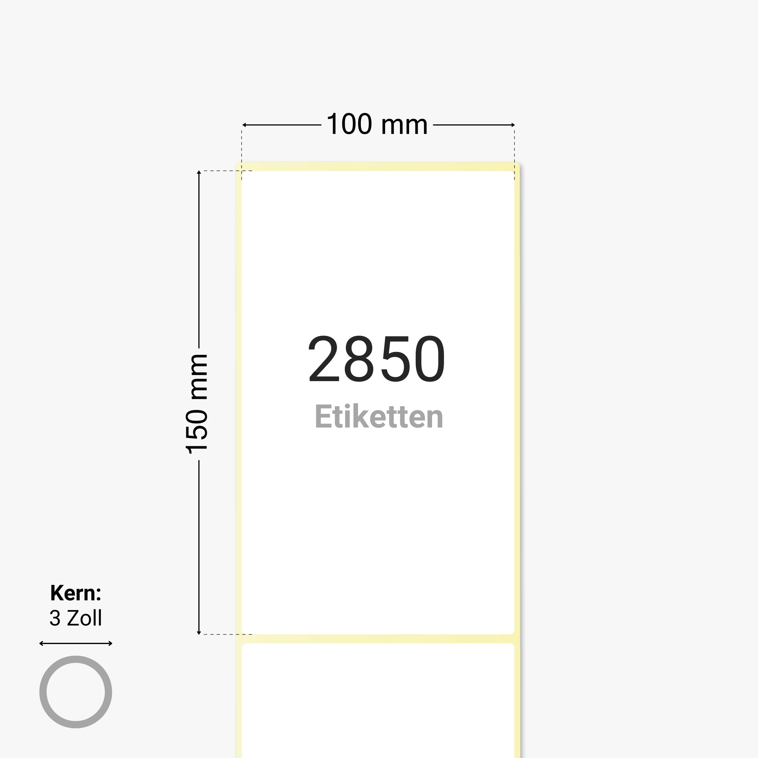 DHL Versandetiketten, Thermopapier, 100 x 150 mm, 3 Zoll Kern, permanent haftend, weiß,  2.850 Etiketten pro Rolle