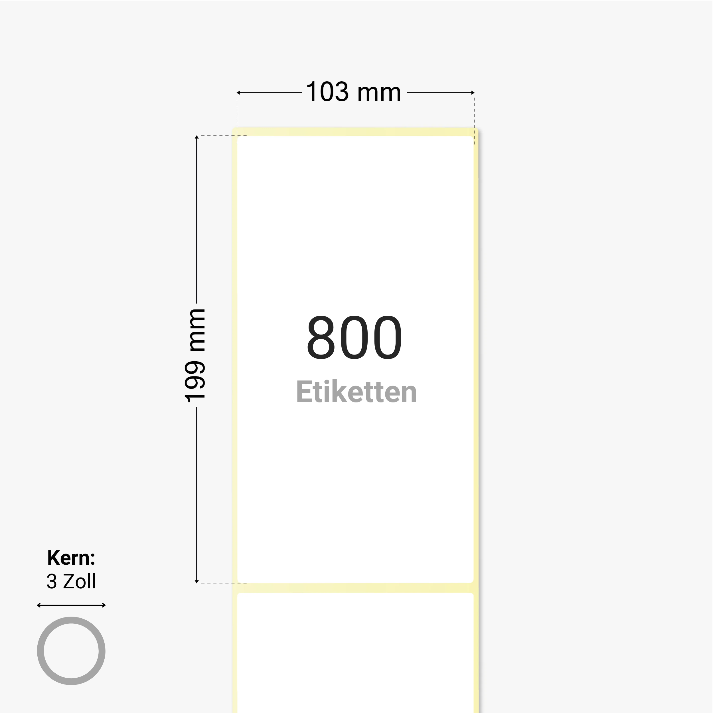 DHL Versandetiketten, Thermopapier, 103 x 199 mm, 3 Zoll Kern, permanent haftend, weiß, 800 Etiketten pro Rolle