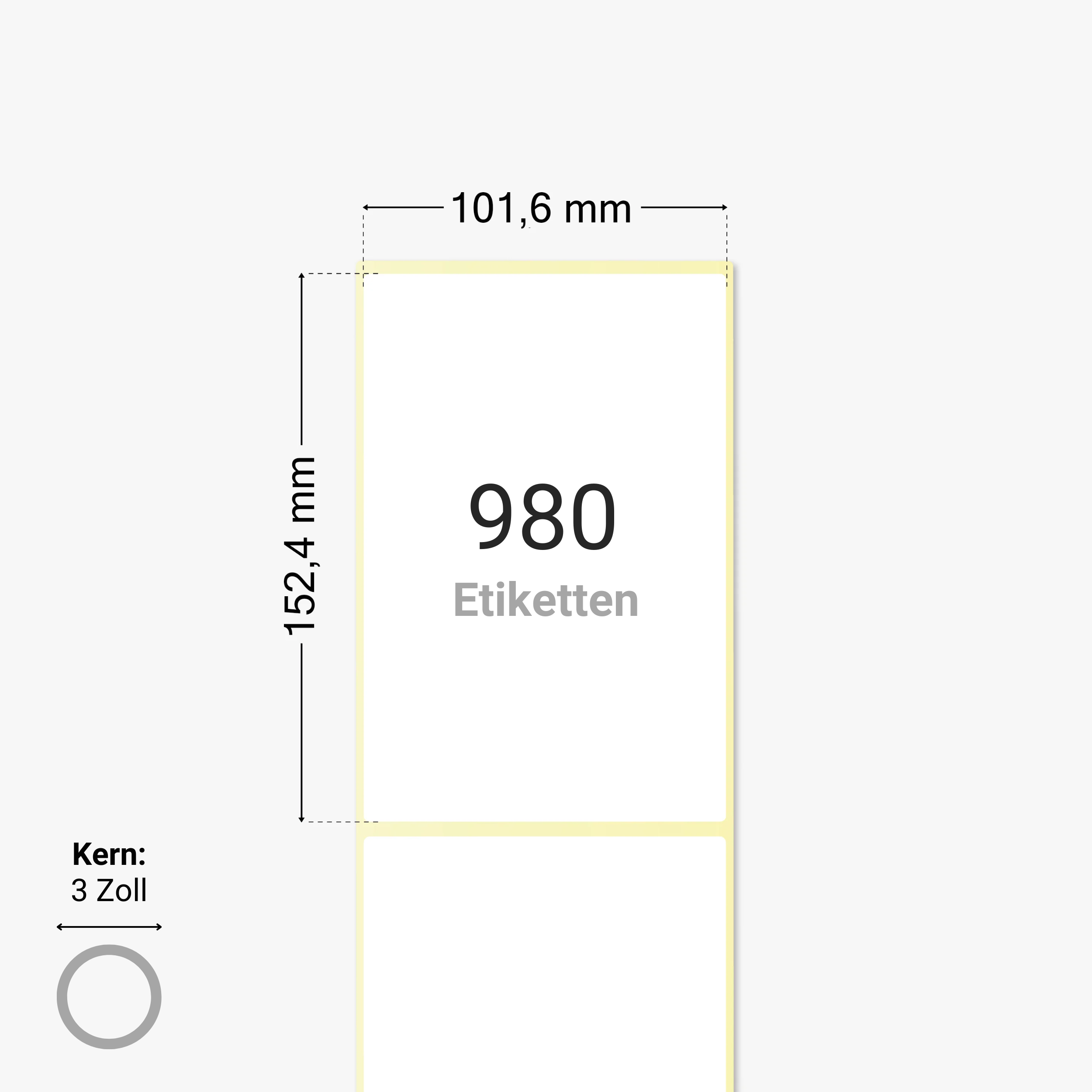 DHL Versandetiketten, Thermopapier, 101,6 x 152,4 mm, 3 Zoll Kern, permanent haftend, weiß, 980 Etiketten pro Rolle