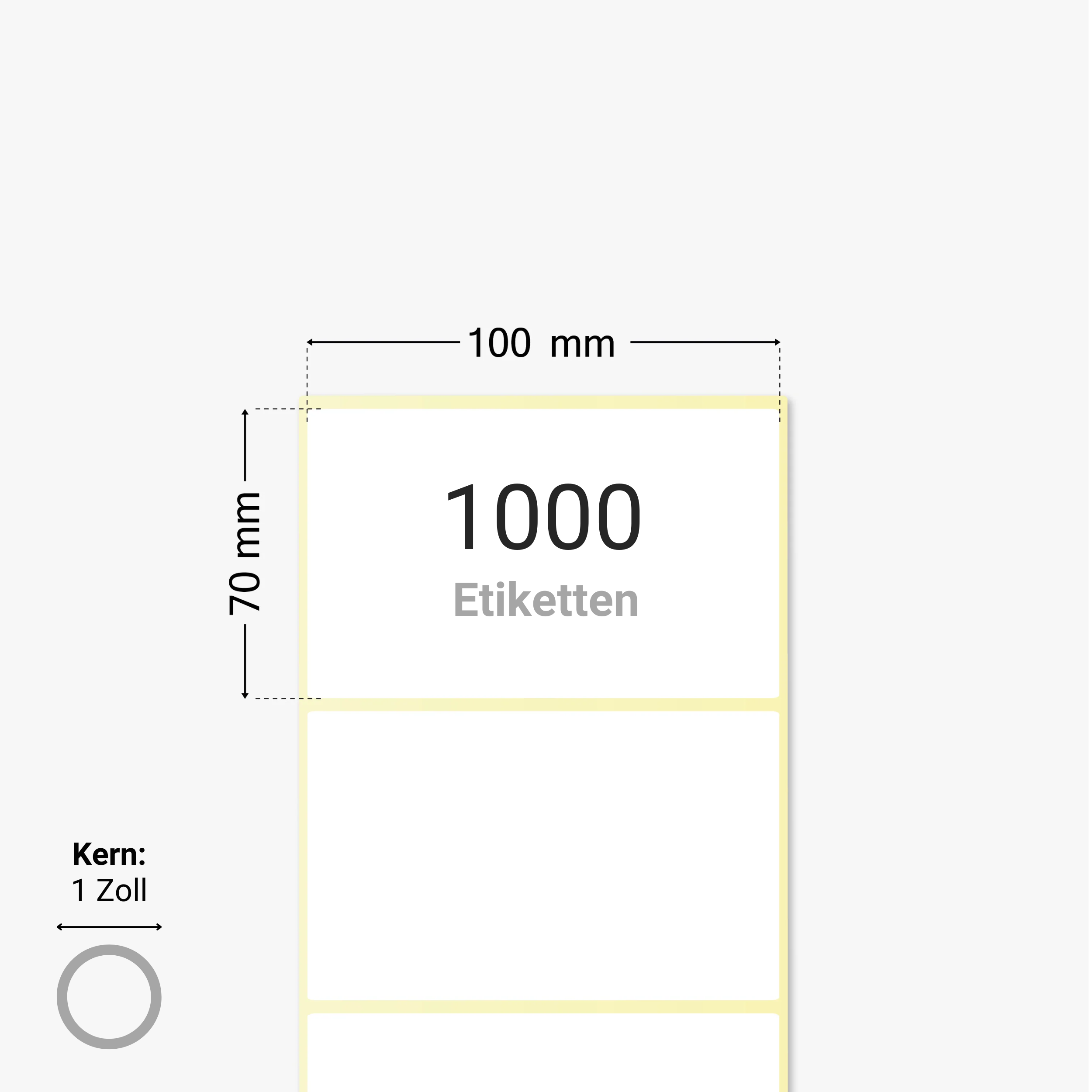 DHL Versandetiketten, Thermopapier, 100 x 70 mm, 1 Zoll Kern, permanent haften, weiß, 1.000 Etiketten pro Rolle