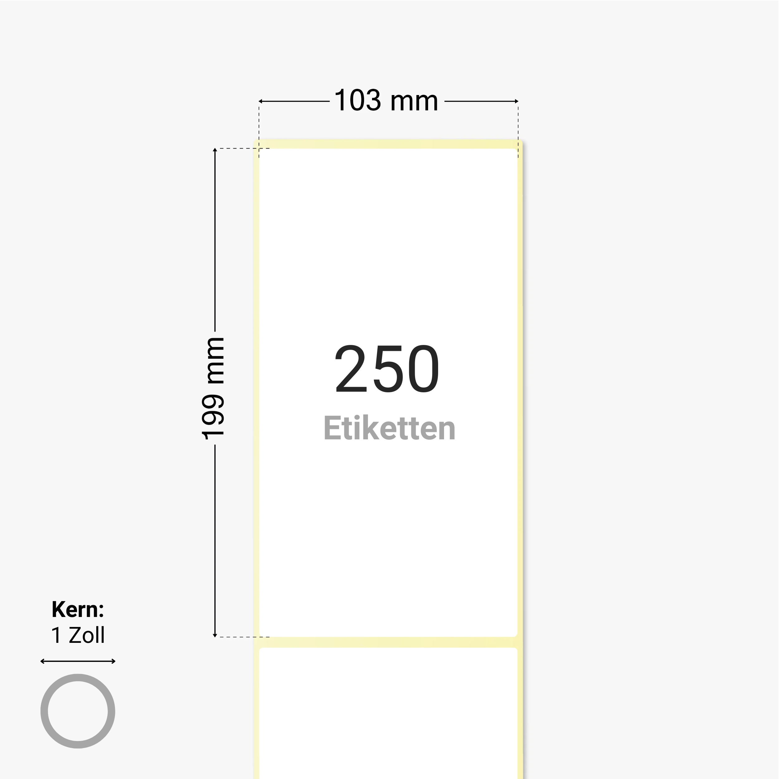 DHL Versandetiketten, Thermopapier, 103 x 199 mm, 1 Zoll Kern, permanent haftend, weiß, 250 Etiketten pro Rolle