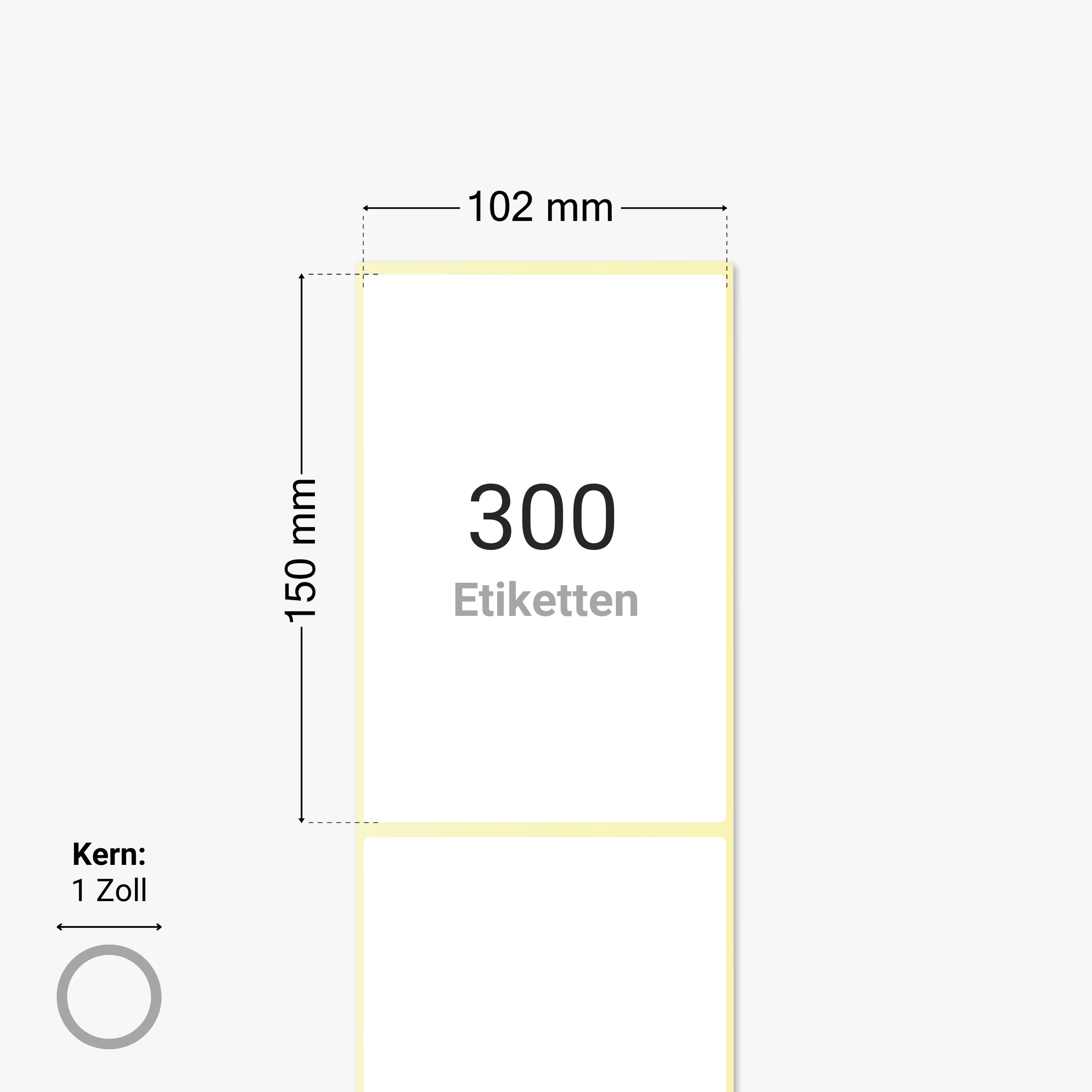 DHL Versandetiketten, Thermopapier, 102 x 150 mm, 1 Zoll Kern, permanent haftend, weiß, 300 Etiketten pro Rolle