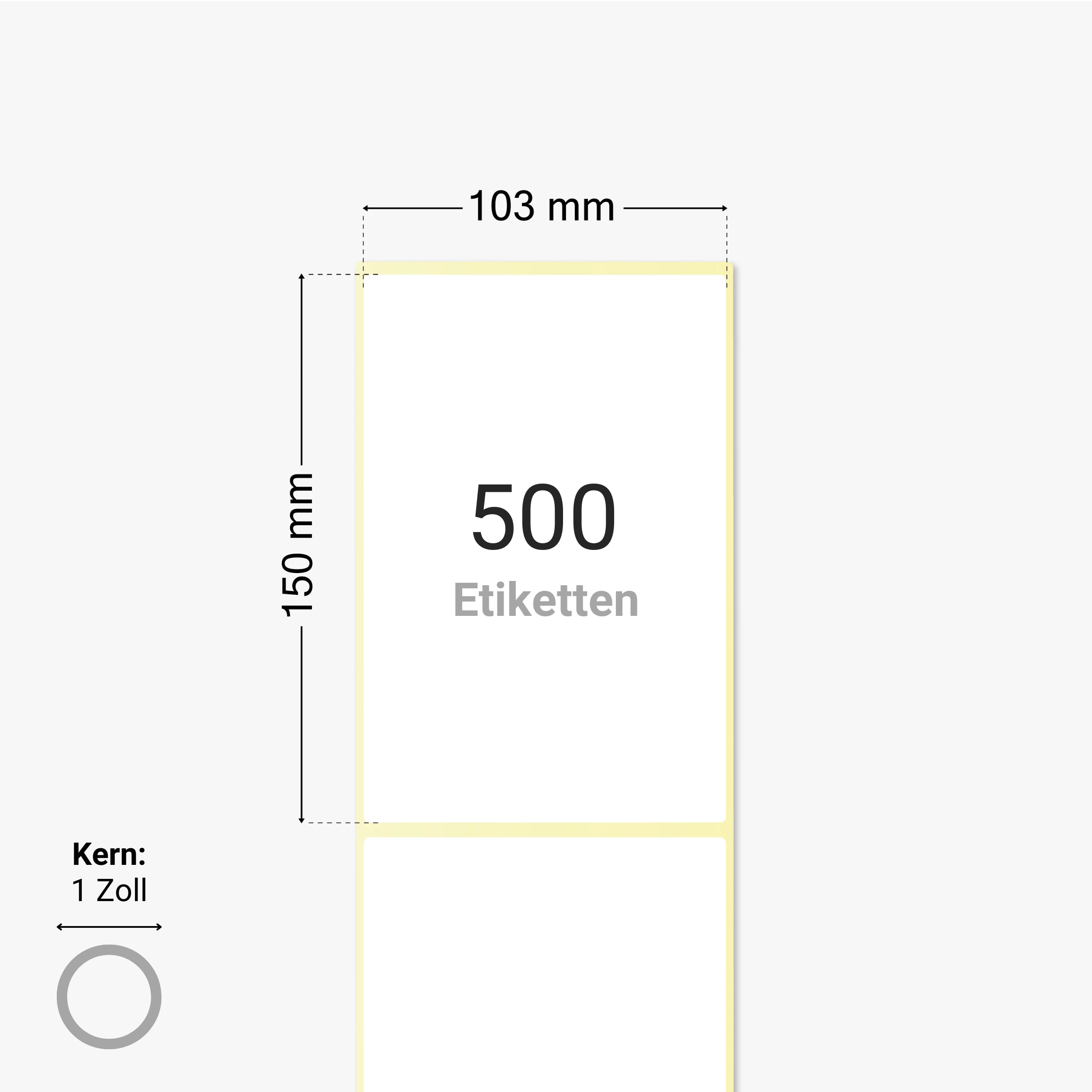 DHL Versandetiketten, Thermopapier, 103 x 150 mm, 1 Zoll Kern, permanent haftend, weiß, 500 Etiketten pro Rolle