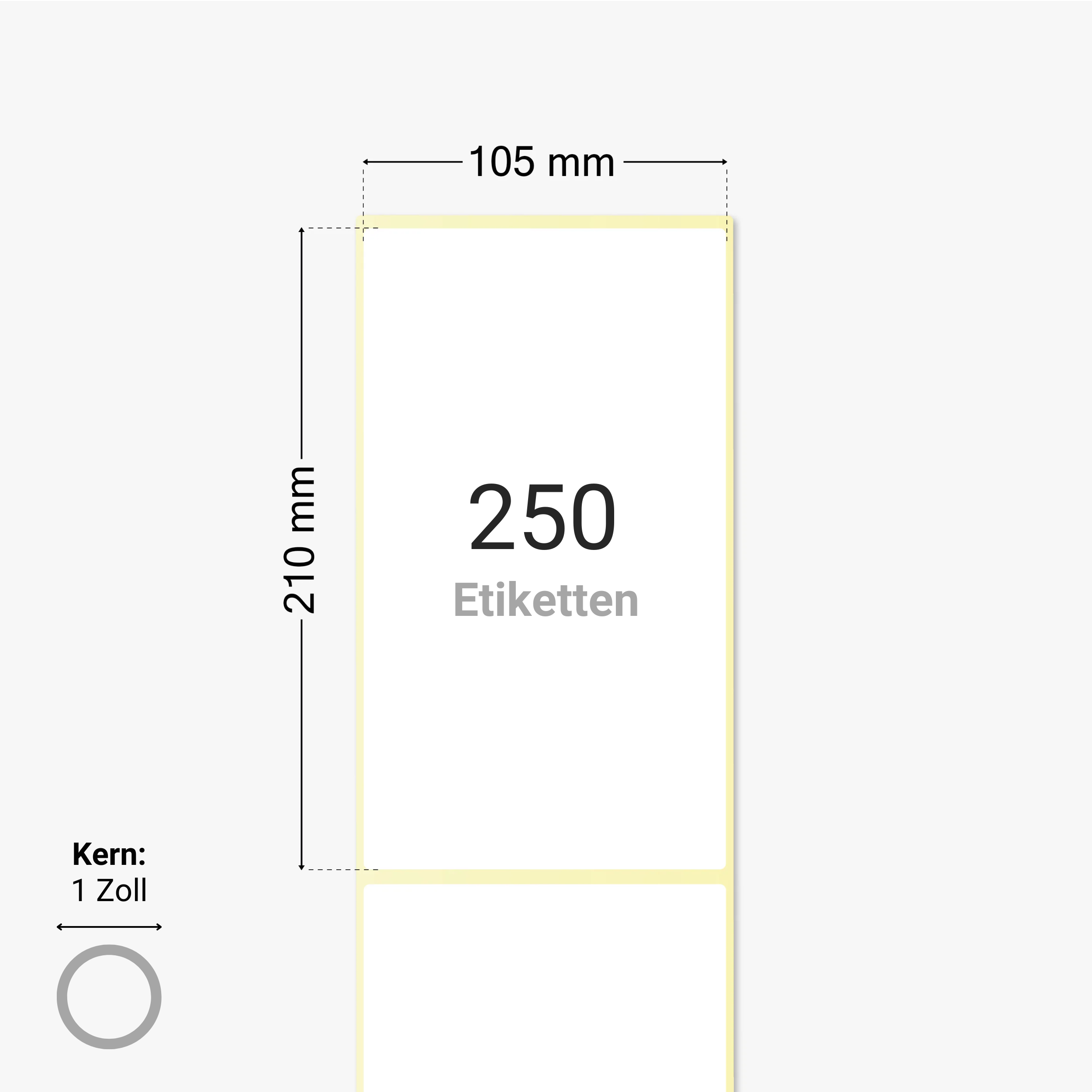 Versandetiketten, Thermopapier, 105 x 210 mm, 1 Zoll Kern, permanent haftend, weiß, 250 Etiketten pro Rolle