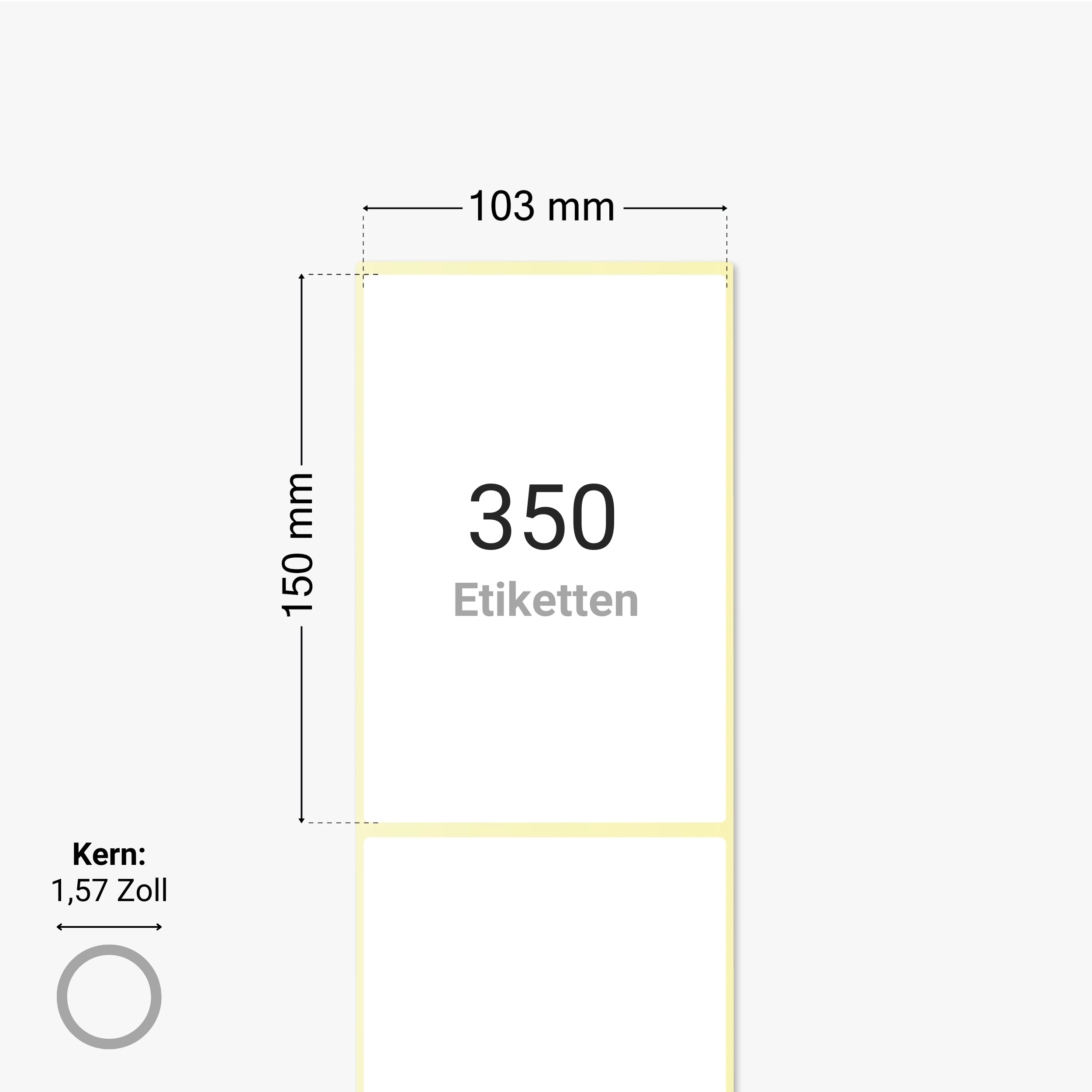 DHL Versandetiketten, Thermopapier, 103 x 150 mm, 1,57 Zoll Kern, permanent haftend, weiß, 350 Etiketten pro Rolle