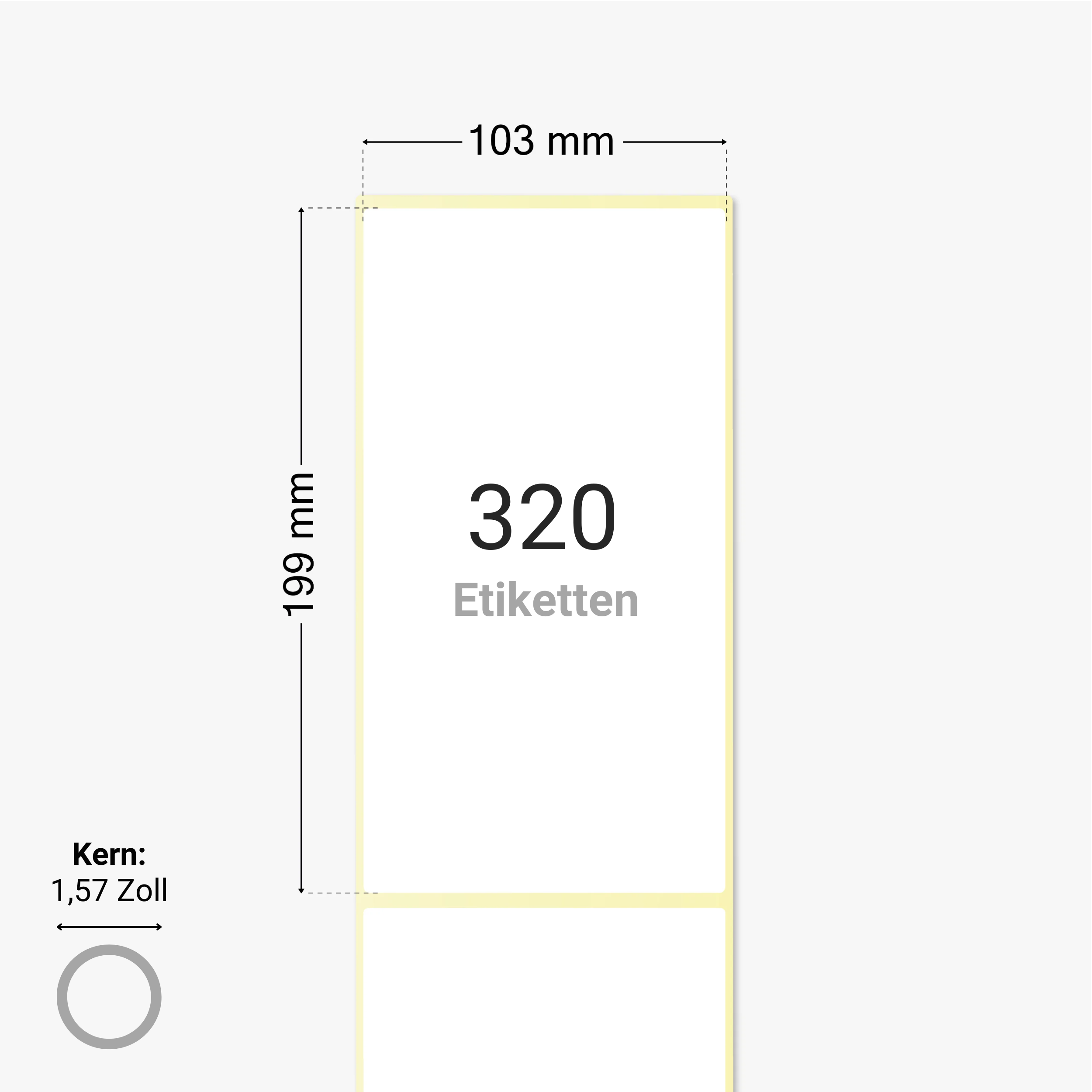 DHL Versandetiketten, Thermopapier, 103 x 199 mm, 1,57 Zoll Kern, permanent haftend, weiß,  320 Etiketten pro Rolle