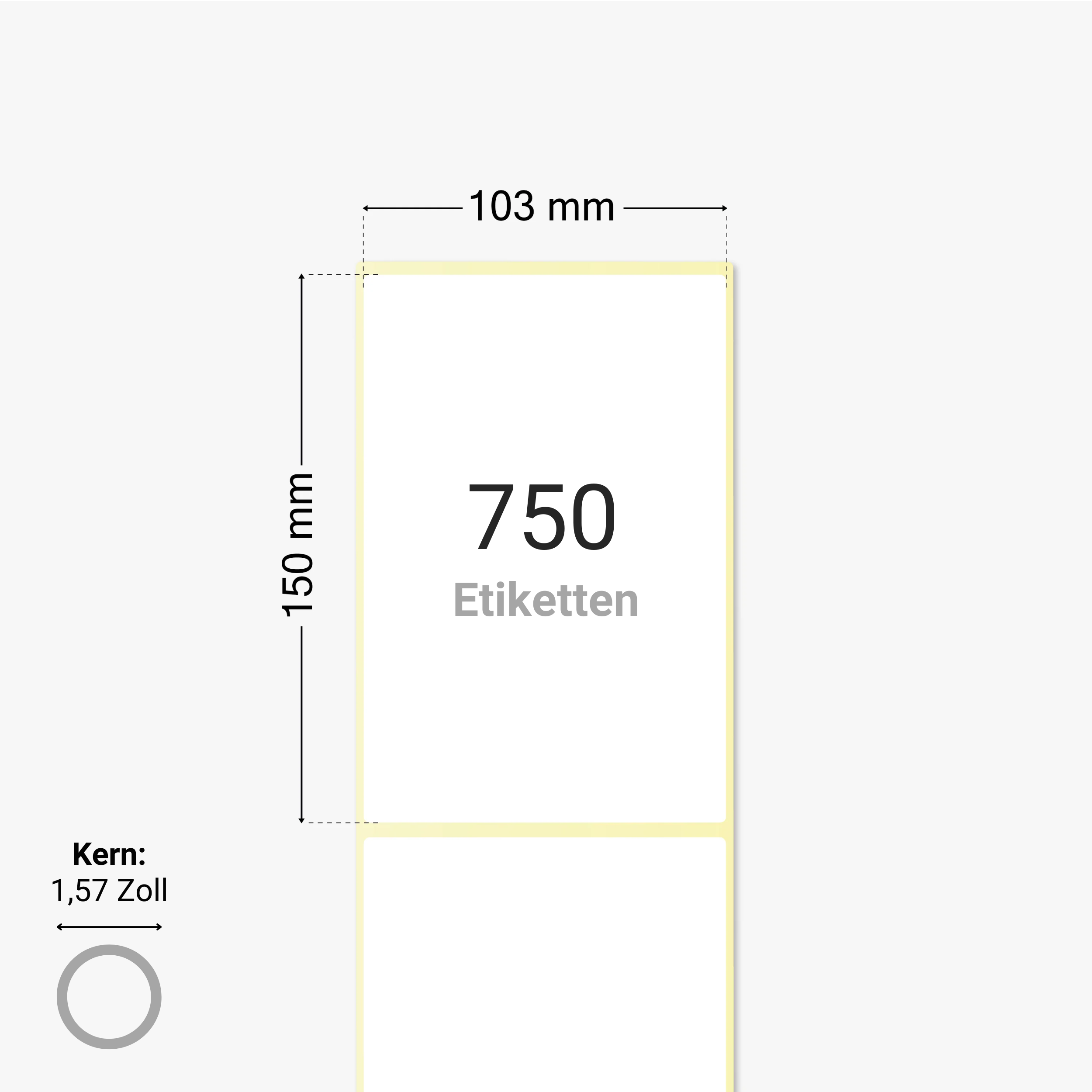 DHL Versandetiketten, Thermopapier, 103 x 150 mm, 1,57 Zoll Kern, permanent haftend, weiß, 750 Etiketten pro Rolle