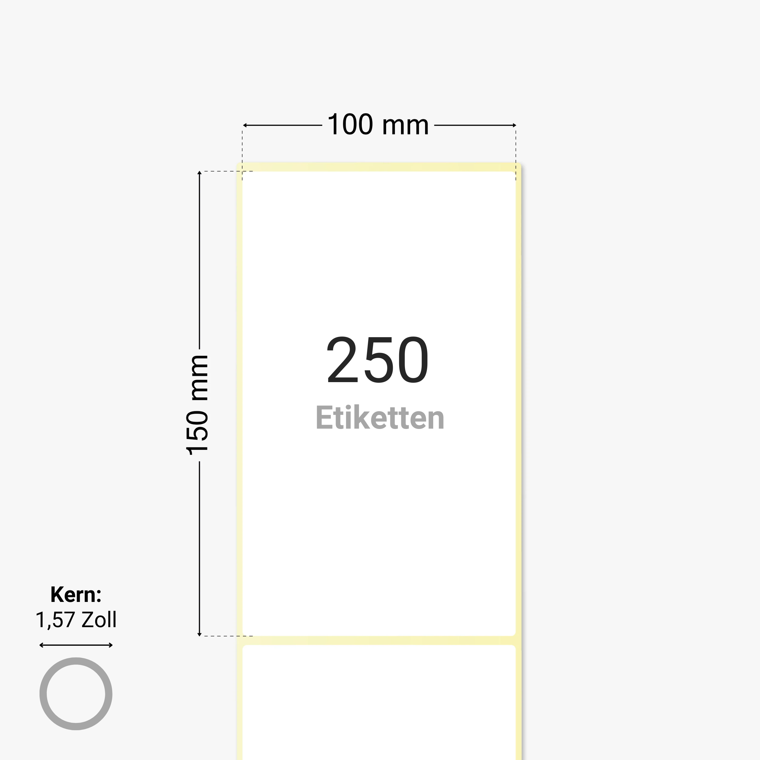 Versandetiketten, Thermopapier, 100 x 150 mm, 1,57 Zoll Kern, permanent haftend, weiß, 250 Etiketten pro Rolle