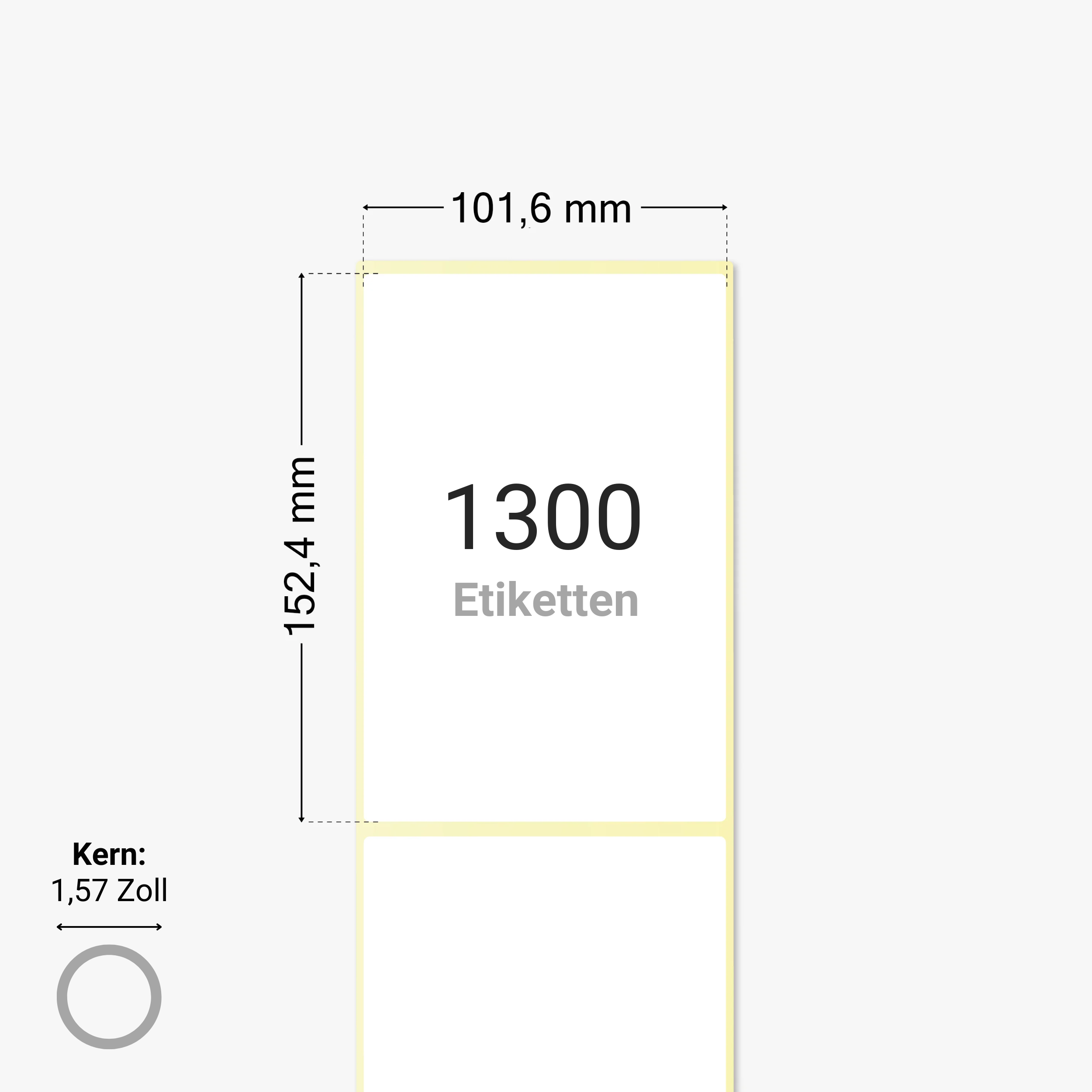 Thermo-Eco-Etiketten, Thermopapier, 101,6 x 152,4 mm, 1,57 Zoll Kern, permanent haftend, weiß, 1.300 Etiketten pro Rolle