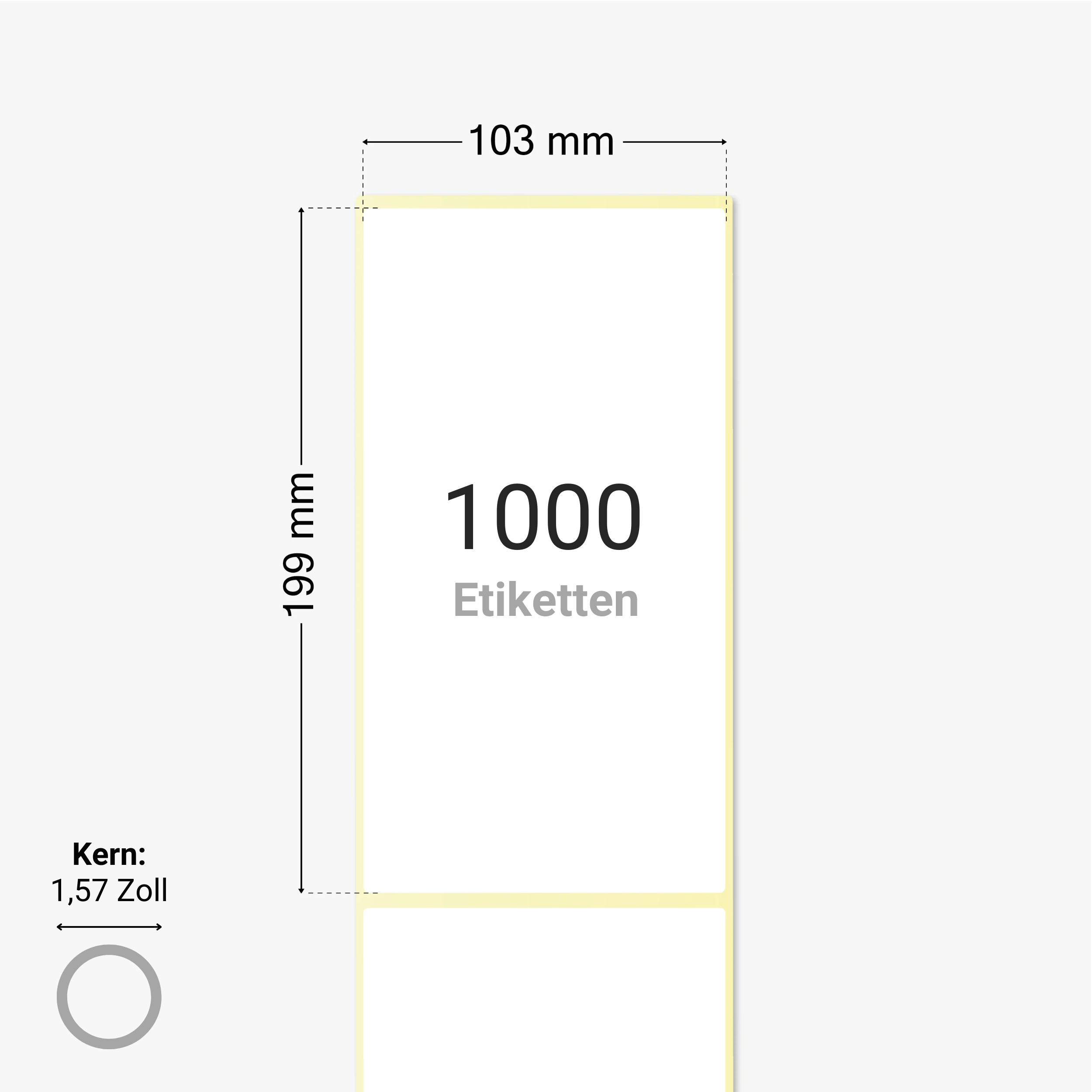 Thermo-Eco-Etiketten, Thermopapier, 103 x 199 mm, 1,57 Zoll Kern, permanent haftend, weiß, 1.000 Etiketten pro Rolle