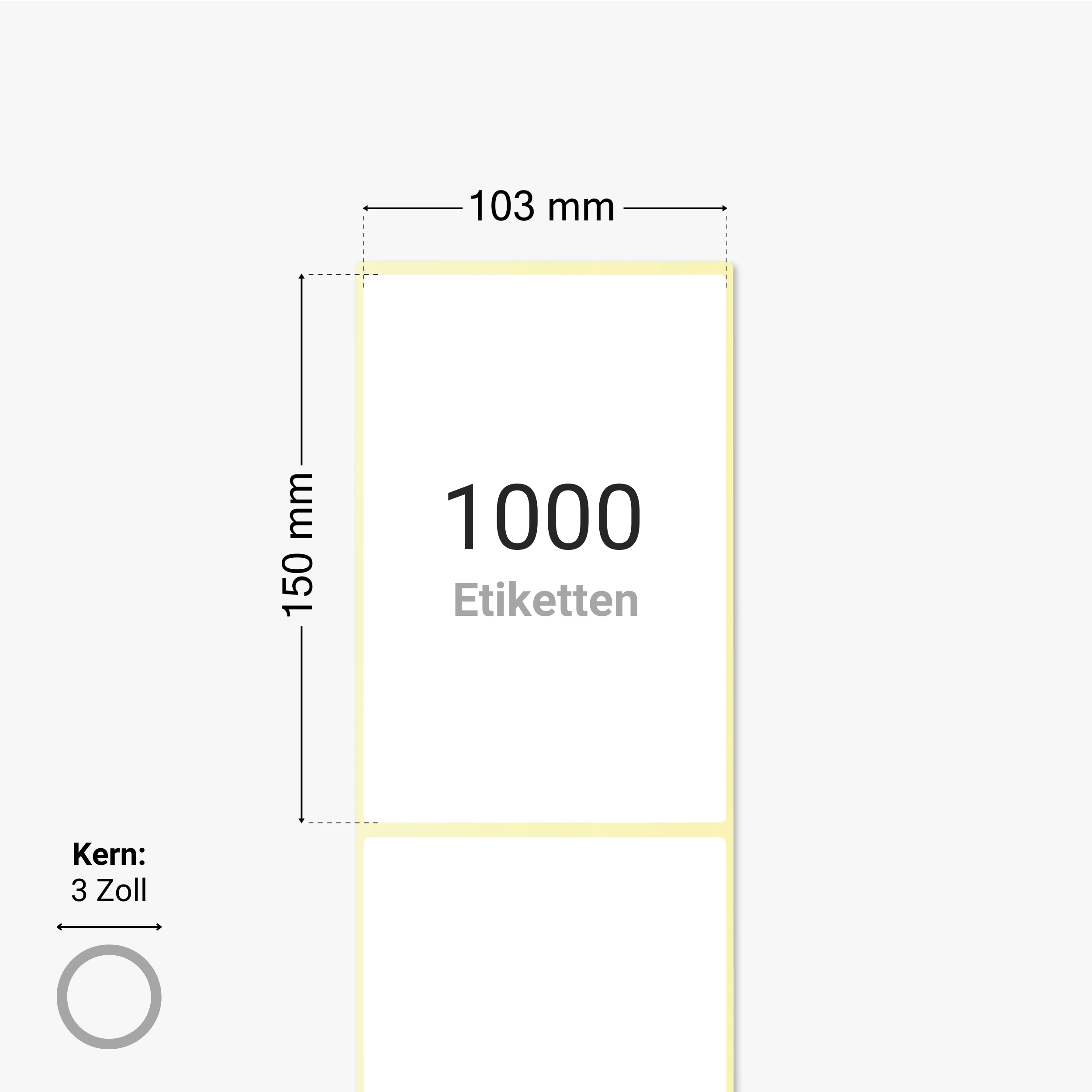 DHL Versandetiketten, Thermopapier, 103 x 150 mm, 3 Zoll Kern, permanent haftend, weiß, 1.000 Etiketten pro Rolle