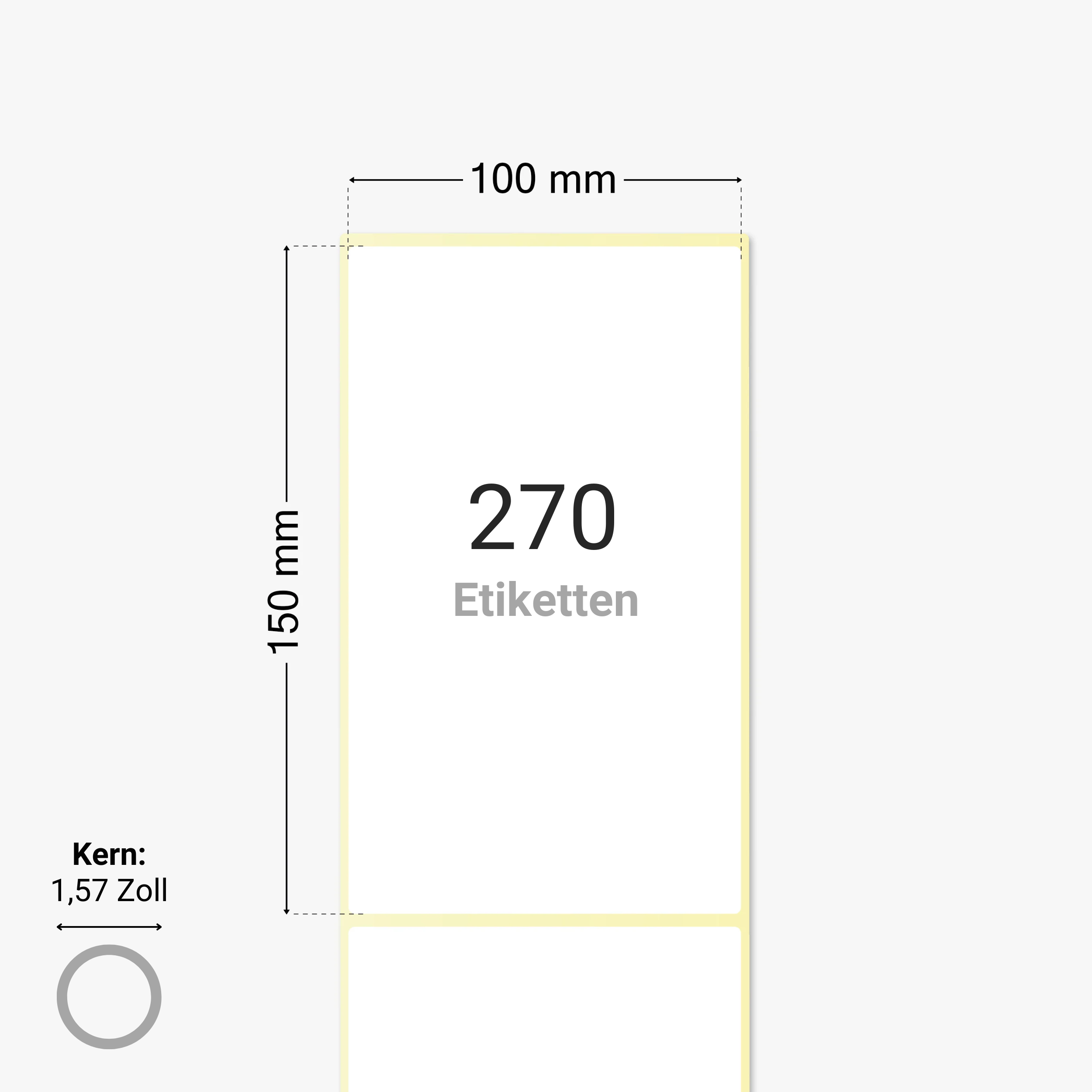 Versandetiketten, Thermopapier, 100 x 150 mm, 1,57 Zoll Kern, permanent haftend, weiß, 270 Etiketten pro Rolle