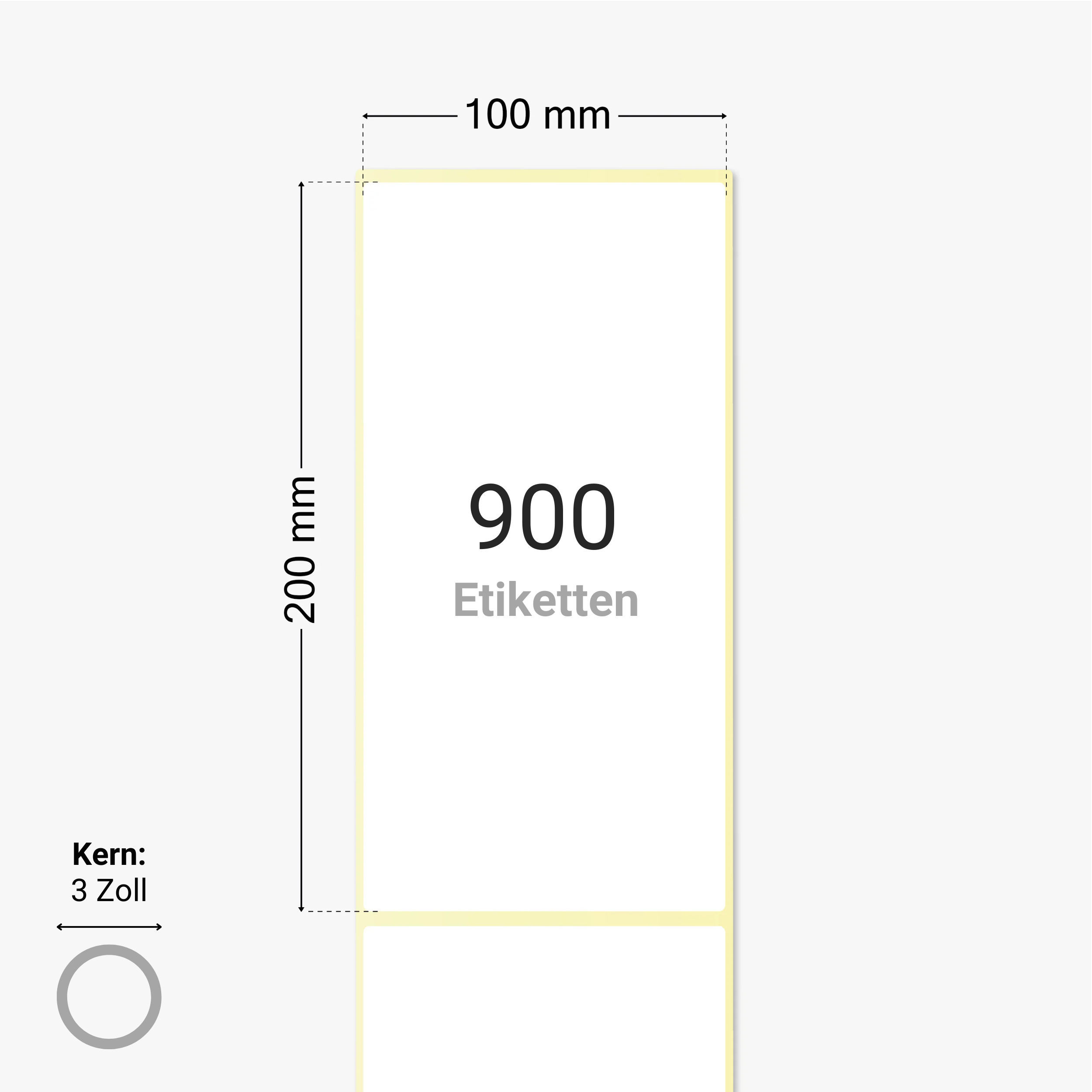 Versandetiketten, Thermopapier, 100 x 200 mm, 3 Zoll Kern, permanent haftend, weiß, 900 Etiketten pro Rolle