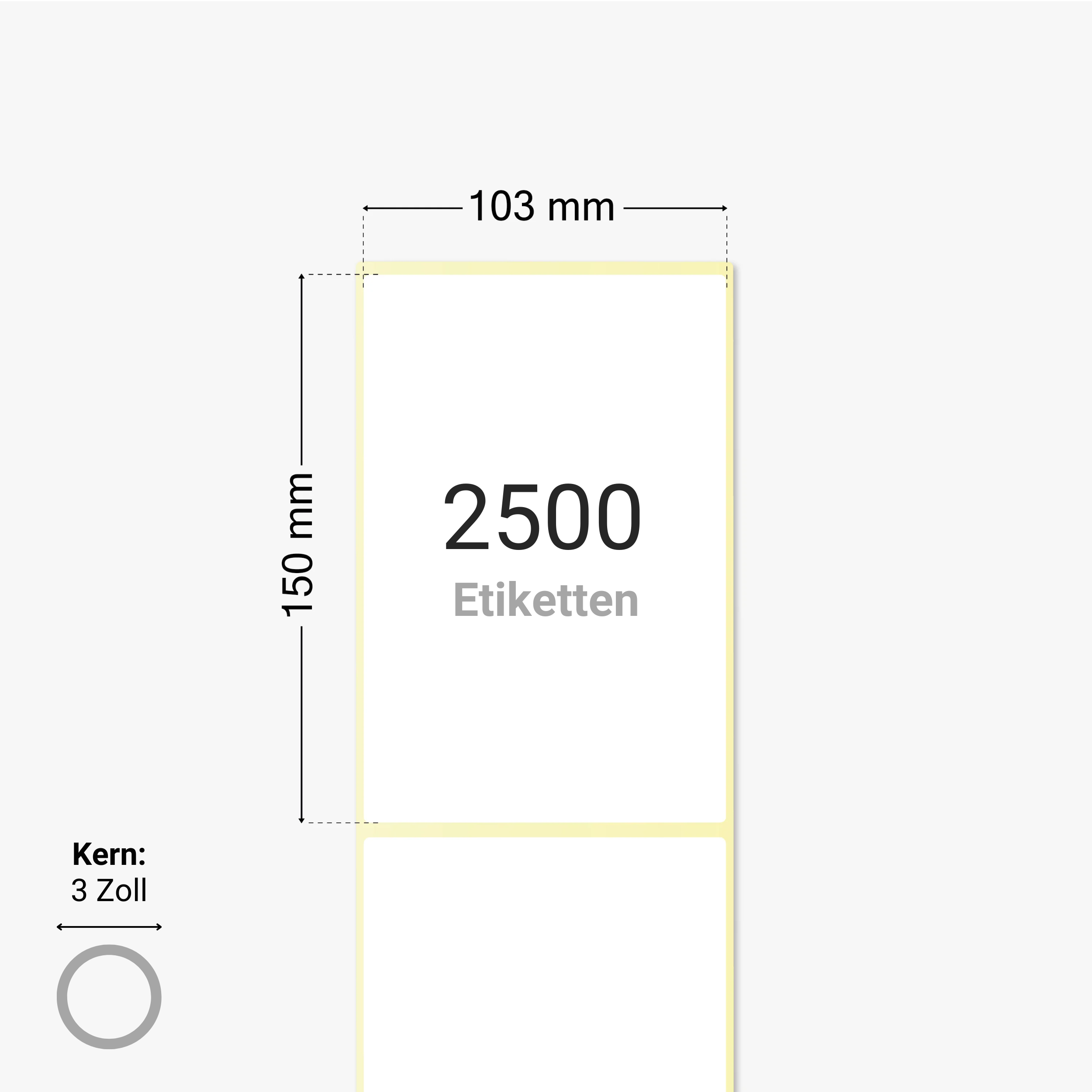 DHL Versandetiketten, Thermopapier, 103 x 150 mm, 3 Zoll Kern, permanent haftend, weiß, 2.500 Etiketten pro Rolle