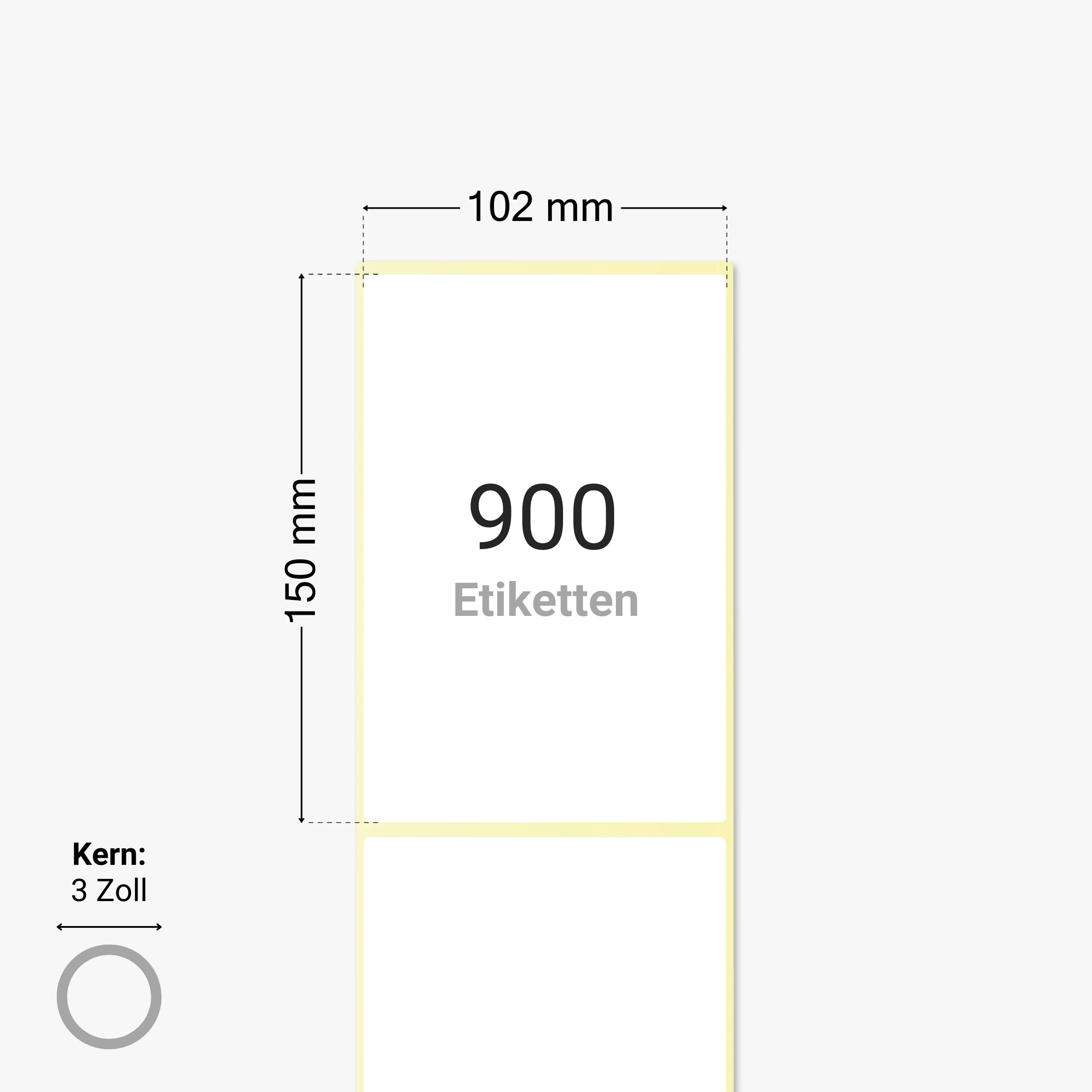 DHL Versandetiketten, Thermopapier, 102 x 150 mm, 3 Zoll Kern, permanent haftend, weiß, 900 Etiketten pro Rolle