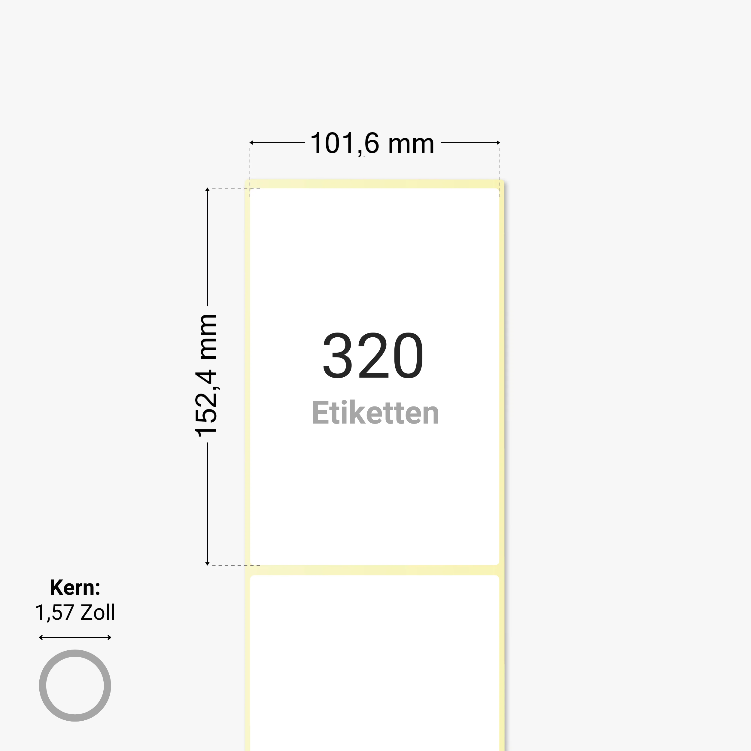 FedEx Versandetiketten, Thermopapier, 101,6 x 152,4 mm, 1,57 Zoll Kern, permanent haftend, weiß, 320 Etiketten pro Rolle