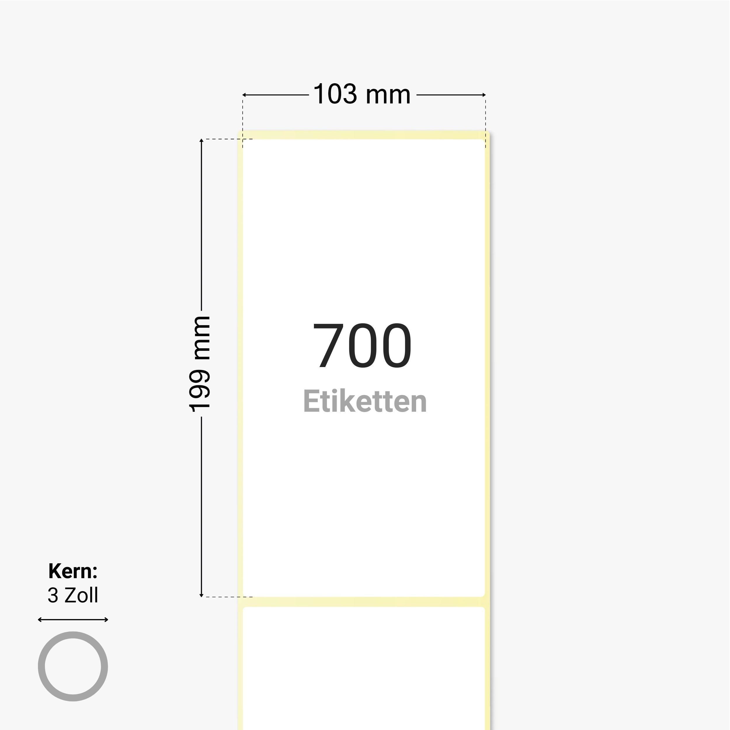 DHL Versandetiketten, Thermopapier, 103 x 199 mm, 3 Zoll Kern, permanent haftend, weiß,  700 Etiketten pro Rolle