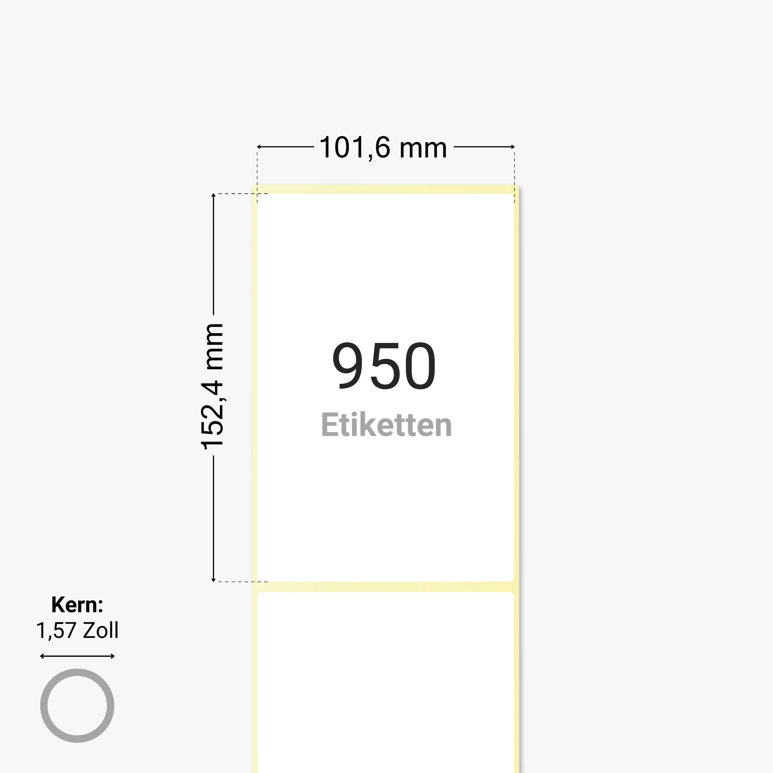 DHL Versandetiketten, Thermopapier, 101,6 x 152,4 mm, 1,57 Zoll Kern, permanent haftend, weiß, 950 Etiketten pro Rolle