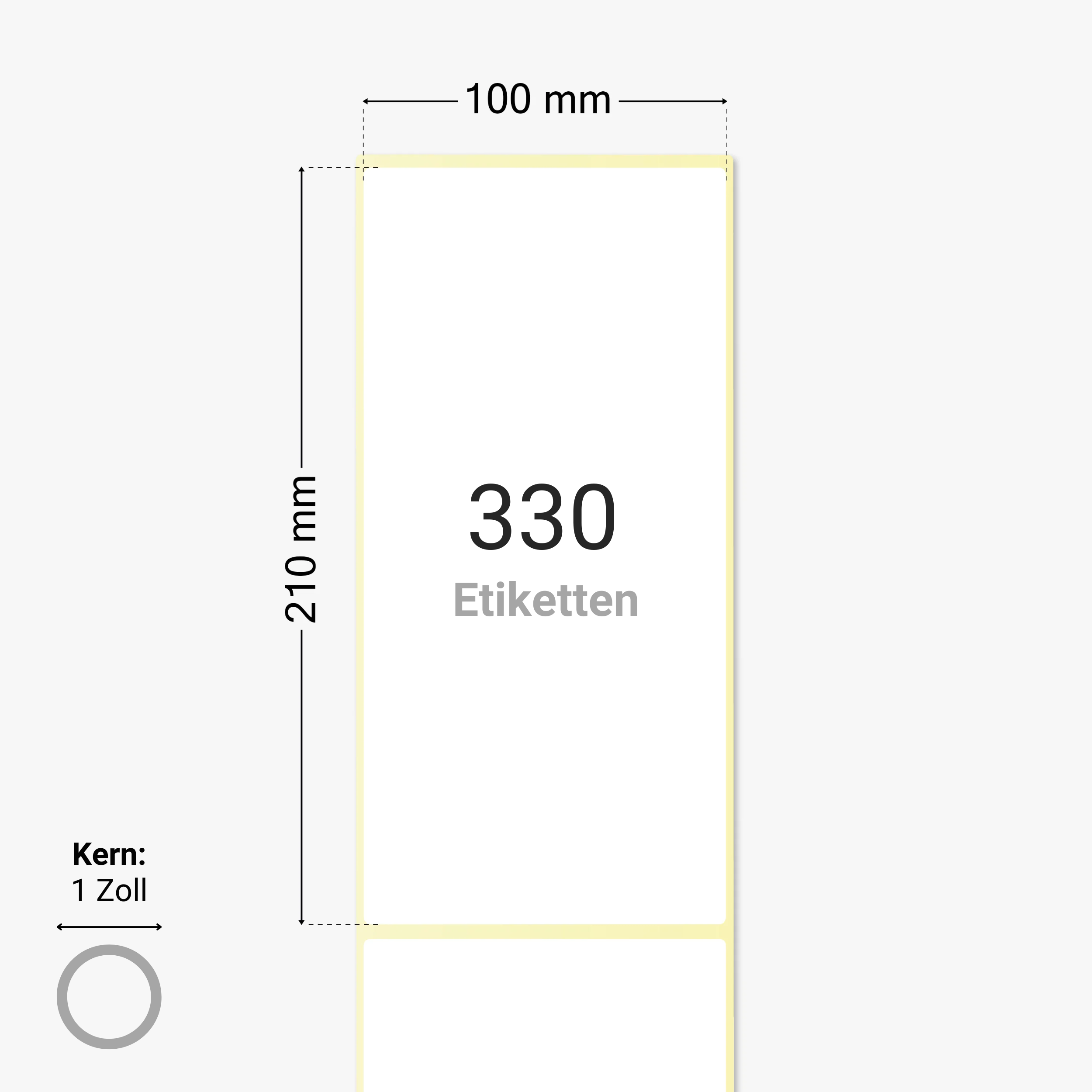 DHL Versandetiketten, Thermopapier, 100 x 210 mm, 1 Zoll Kern, permanent haftend, weiß, 330 Etiketten pro Rolle